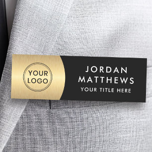 モダンロゴ、名前、タイトルgolden gradient black 名札