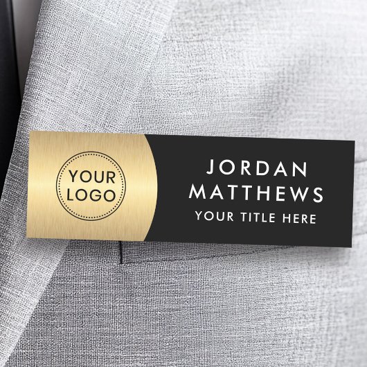 モダンロゴ、名前、タイトルgolden gradient black 名札