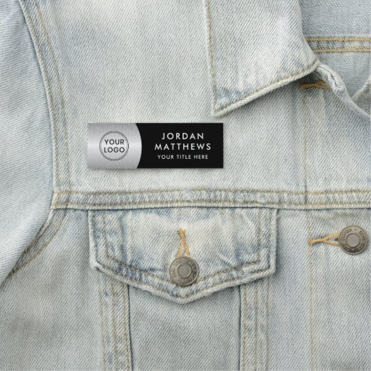 モダンロゴ、名前、タイトルsilver gradient black 名札 (インサイチュ)
