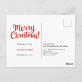 モダンロゴ 赤 黒 クリスマス 企業 リボン ポストカード (裏面)
