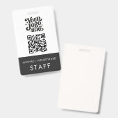 モダンロゴQRコード従業員名札 バッジ (正面&裏面)