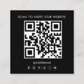 モダンロゴQRコード カスタムロゴ ブラック&ホワイト スクエア名刺 (裏面)