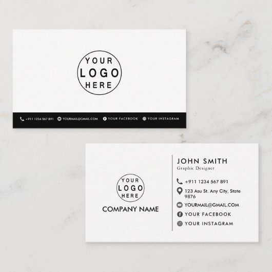 モダンロパーソナライズされたゴミニマルなソーシャルメディア 名刺 (正面/裏面)