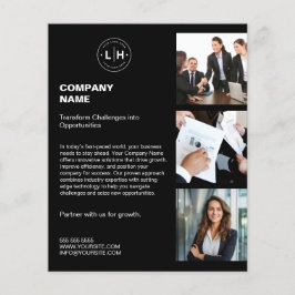 モダンロパーソナライズされたゴ・フォト・ブラック・ビジネス チラシ