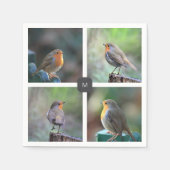 モダンロビンの写真4枚モノグラムの スタンダードカクテルナプキン (正面)
