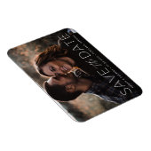 モダンロマンスホワイトオーバーレイセーブザデート写真 マグネット (右側)