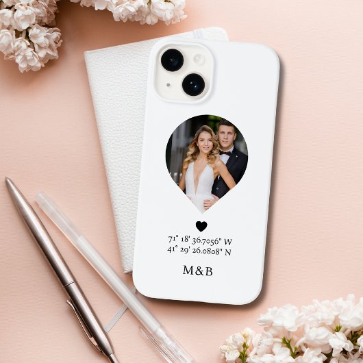 モダンロマンチックハートモノグラムフォトギフト Case-Mate iPhoneケース
