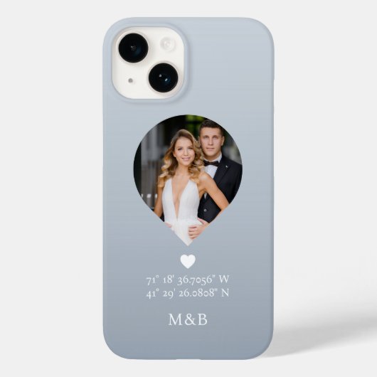 モダンロマンチックハートモノグラムフォト座標デザイン Case-Mate iPhoneケース (裏面)