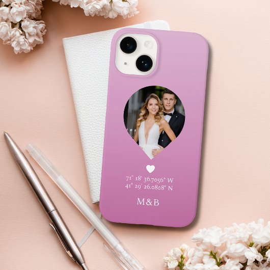 モダンロマンチックハートモノグラムフォト座標デザイン Case-Mate iPhoneケース