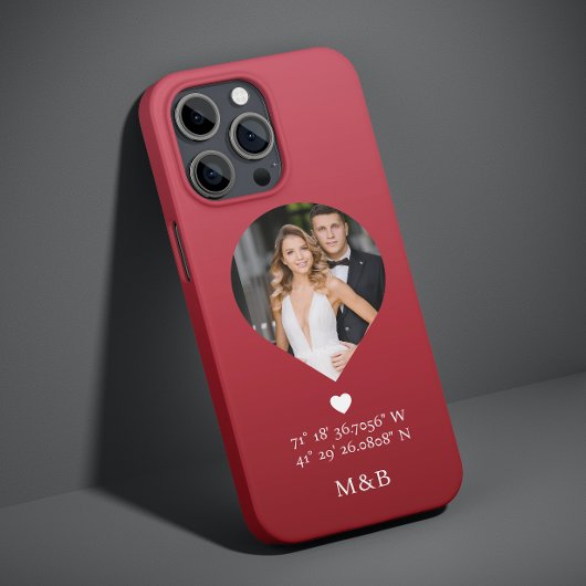 モダンロマンチックハート座標モノグラム写真 Case-Mate iPhoneケース