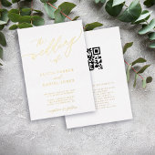 モダンロマンティックなゴールドの結婚式QRコード 箔招待状