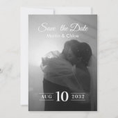 モダンロマンティックなモノクロ写真の結婚式 招待状 (正面)