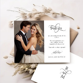 モダンロマンティックな結婚式の写真サンクスカード サンキューカード