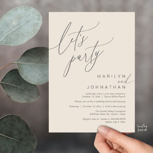 モダンロマンティックな結婚披露宴 Let's Party 招待状