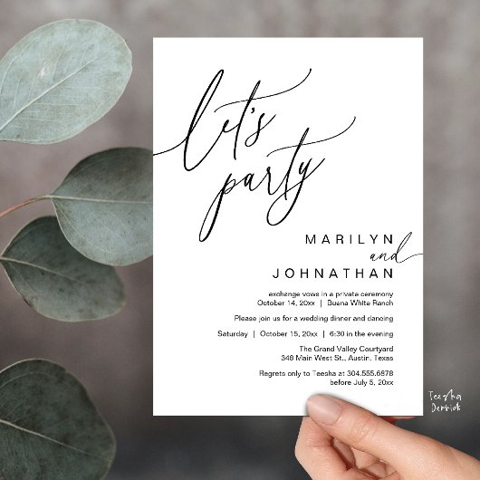 モダンロマンティックな結婚披露宴 Let's Party 招待状