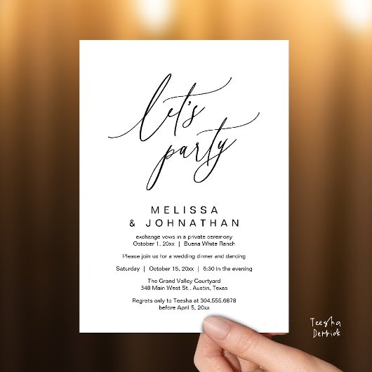 モダンロマンティックな結婚披露宴 Let's Party 招待状