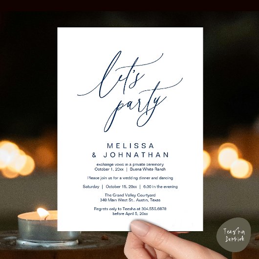 モダンロマンティックな結婚披露宴 Let's Party 招待状