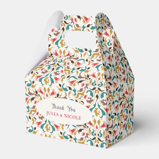 モダンロマンティックエレガントフラワーリースウェディング フェイバーボックス (正面サイド)