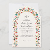 モダンロマンティックエレガントフラワーリースウェディング 招待状 (正面)