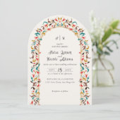 モダンロマンティックエレガントフラワーリースウェディング 招待状 (スタンド正面)