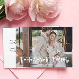 モダンロマンティックハートの結婚式フォト サンキューカード