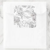 モダンロマンティック ワイルドフラワーの線画 スクエアシール (バッグ)