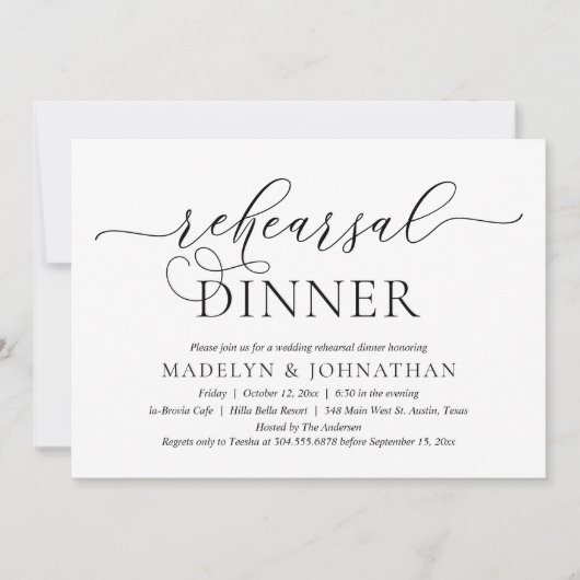 モダンロマンティック, 結婚式リハーサルディナー 招待状 (正面)
