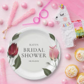 モダンローズのブライダルシャワー ペーパープレート (パーティー)