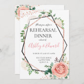 モダンローズ金ゴールド幾何リハーサルディナー招待状 招待状 (正面/裏面)