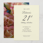 モダンローズ 21歳の誕生日パーティー招待状 招待状 (正面/裏面)