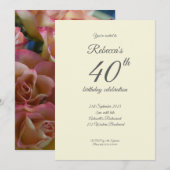 モダンローズ 40歳の誕生日パーティー招待状 招待状 (正面/裏面)