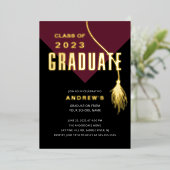 モダンワはっきりしたイン卒業キャップ 箔招待状 (立ち正面)