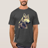 モダンワイルダーネス:抽象幾何学オオカミデザイン Tシャツ (正面)