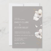 モダンワイルドフラワーウォータカラーベージュ結婚ズ 招待状 (正面)