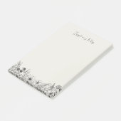 モダンワイルドフラワーブラックとクリームフローラ名 ポストイット (アングル)