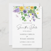 モダンワイルドフラワー日付を保存 セーブザデート (正面)