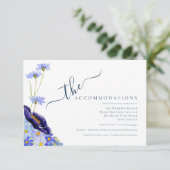 モダンワイルドフラワー結婚ブルーの宿泊施設 エンクロージャーカード (スタンド正面)