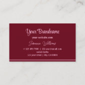 モダンワインレッドストライプピンクプロフェッショナルスタイリッシュ 名刺 (裏面)