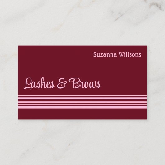 モダンワインレッドストライプピンクプロフェッショナルスタイリッシュ 名刺 (正面)
