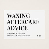 モダンワックシンプルシング・アフターケア・カードの脱毛 (正面)