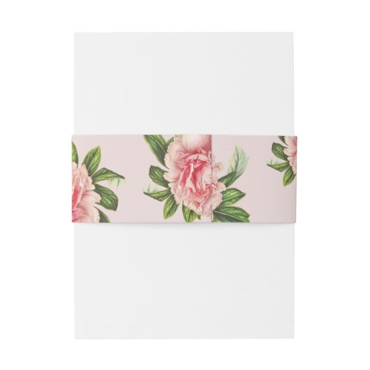 モダンヴィンテージかわいらしピンクフローラ牡丹 招待状ベリーバンド (裏面例)