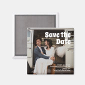 モダンヴィンテージはっきりしたタイポグラフィ写真結婚の マグネット (正面/裏面)