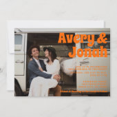 モダンヴィンテージはっきりしたタイポグラフィ写真結婚の 招待状 (正面)