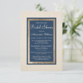 モダンヴィンテージアイボリーネイビーエレガントブライダルシャワー 招待状 (スタンド正面)