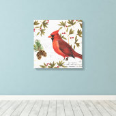 モダンヴィンテージウッドランド（鳥）ショウジョウコウカンチョウ キャンバスプリント (インサイチュ (ウッドフロア))