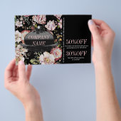 モダンヴィンテージエレガントボヘミア黒フローラ チラシ (ハンドル)