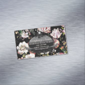 モダンヴィンテージエレガントボヘミア黒フローラ マグネット名刺 (インサイチュ)