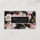 モダンヴィンテージエレガントボヘミア黒フローラ 名刺 (正面)