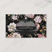 モダンヴィンテージエレガントボヘミア黒フローラ 名刺 (正面)