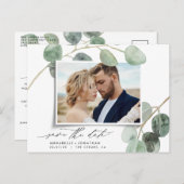 モダンヴィンテージエレガント写真のスクリプト 案内ポストカード (正面/裏面)